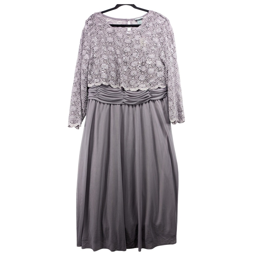 Catherines 20W Mauve Lace Sequin Mock Two-Piece Gown Formal Evening Dress‎ NEW